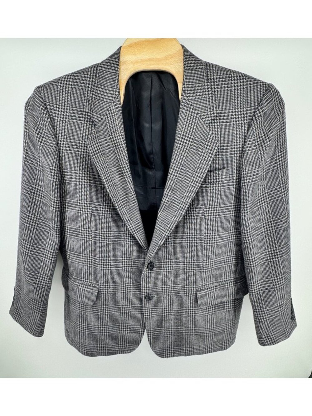 Oscar de la Renta Signature Men’s 44R Glen Plaid Wool Blazer Sport Coat